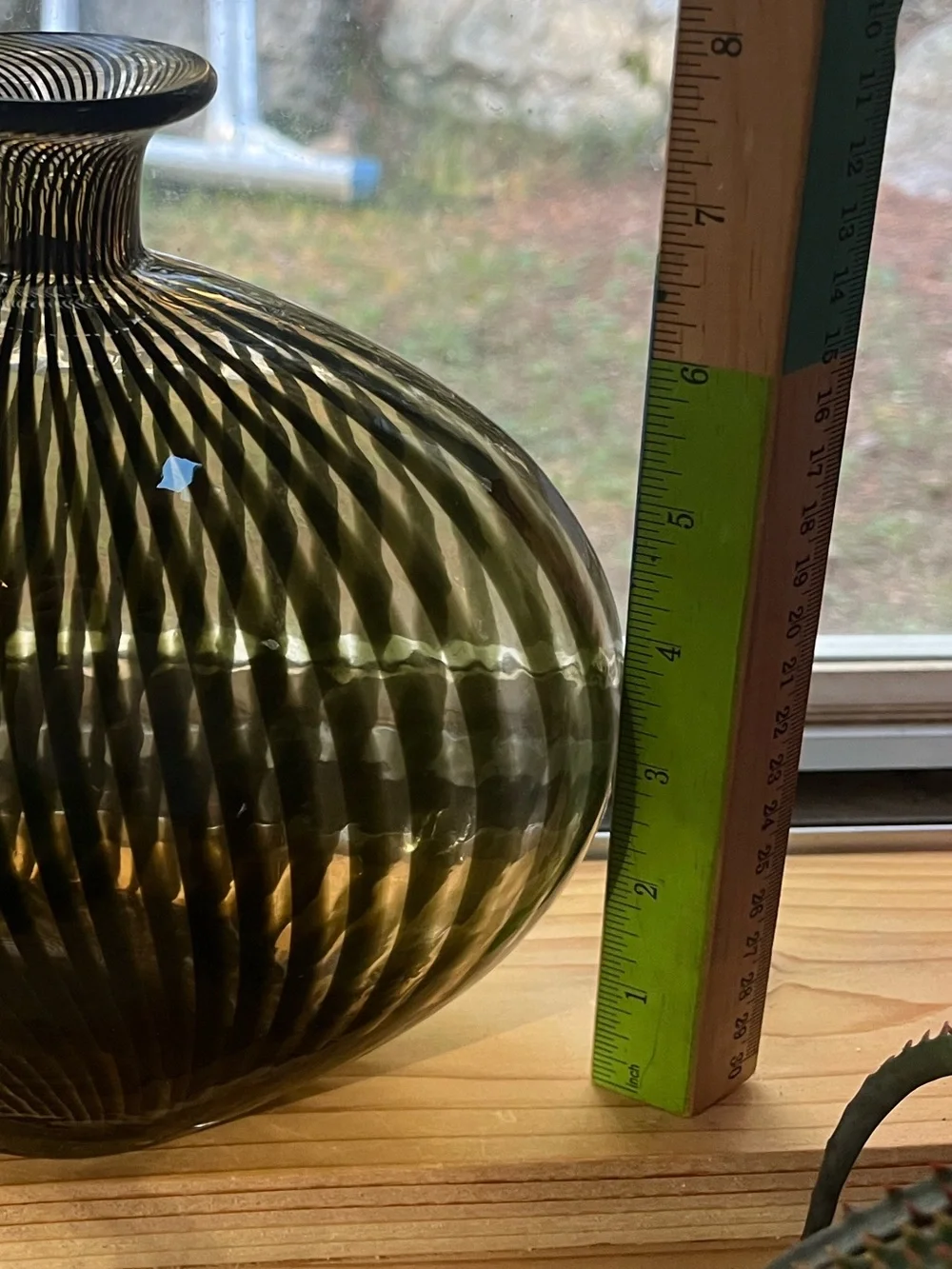 Art Deco style Amber Black stinger Stripe Sculptural Glass Vases Set of 2